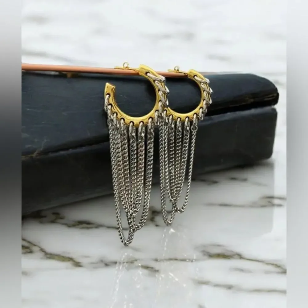 Industrial Chic: Multi-Layered Chain Hoops